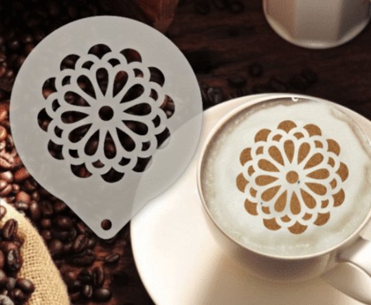 Šablona na zdobení kávy - Floral Stencil - Kliknutím na obrázek zavřete