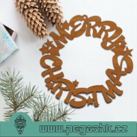 Dřevěný vánoční věnec - Merry Christmas decor 26 cm
