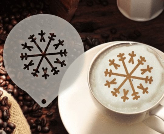 Šablona na zdobení kávy - Snowflake 2 - Kliknutím na obrázek zavřete