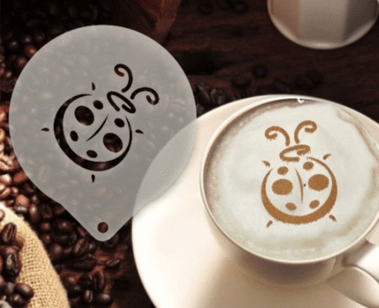 Šablona na zdobení kávy - Ladybug Stencil - Kliknutím na obrázek zavřete
