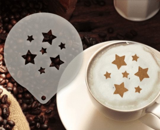 Šablona na zdobení kávy - Stars Stencil - Kliknutím na obrázek zavřete