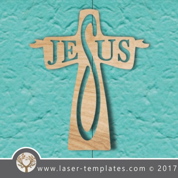 Dřevěný kříž - Jesus Template 30 cm - Kliknutím na obrázek zavřete