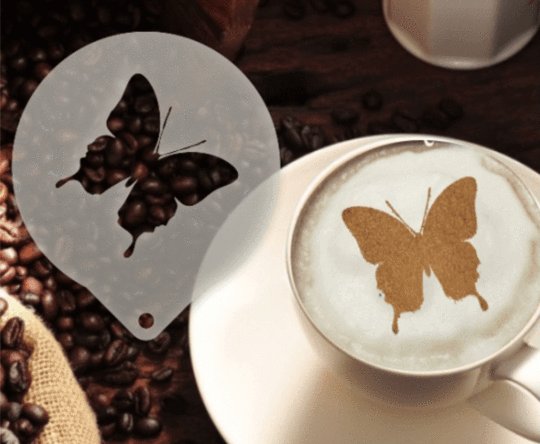 Šablona na zdobení kávy - Butterfly - Kliknutím na obrázek zavřete