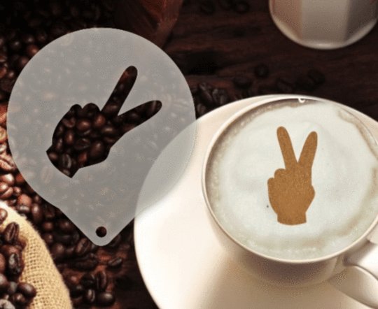 Šablona na zdobení kávy - prsty - Kliknutím na obrázek zavřete
