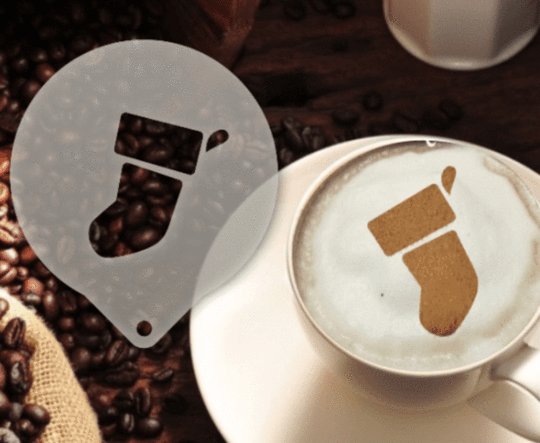 Šablona na zdobení kávy - Stocking - Kliknutím na obrázek zavřete