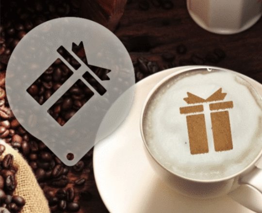 Šablona na zdobení kávy - Gift Stencil - Kliknutím na obrázek zavřete