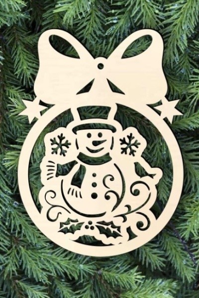 Dřevěná ozdoba sněhulák - přírodní barva 29 cm - Kliknutím na obrázek zavřete